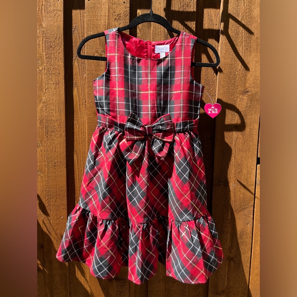 The Children’s Place Girls Plaid Satin Tiered Fit & Flare Party Dress Sz 10 NWT